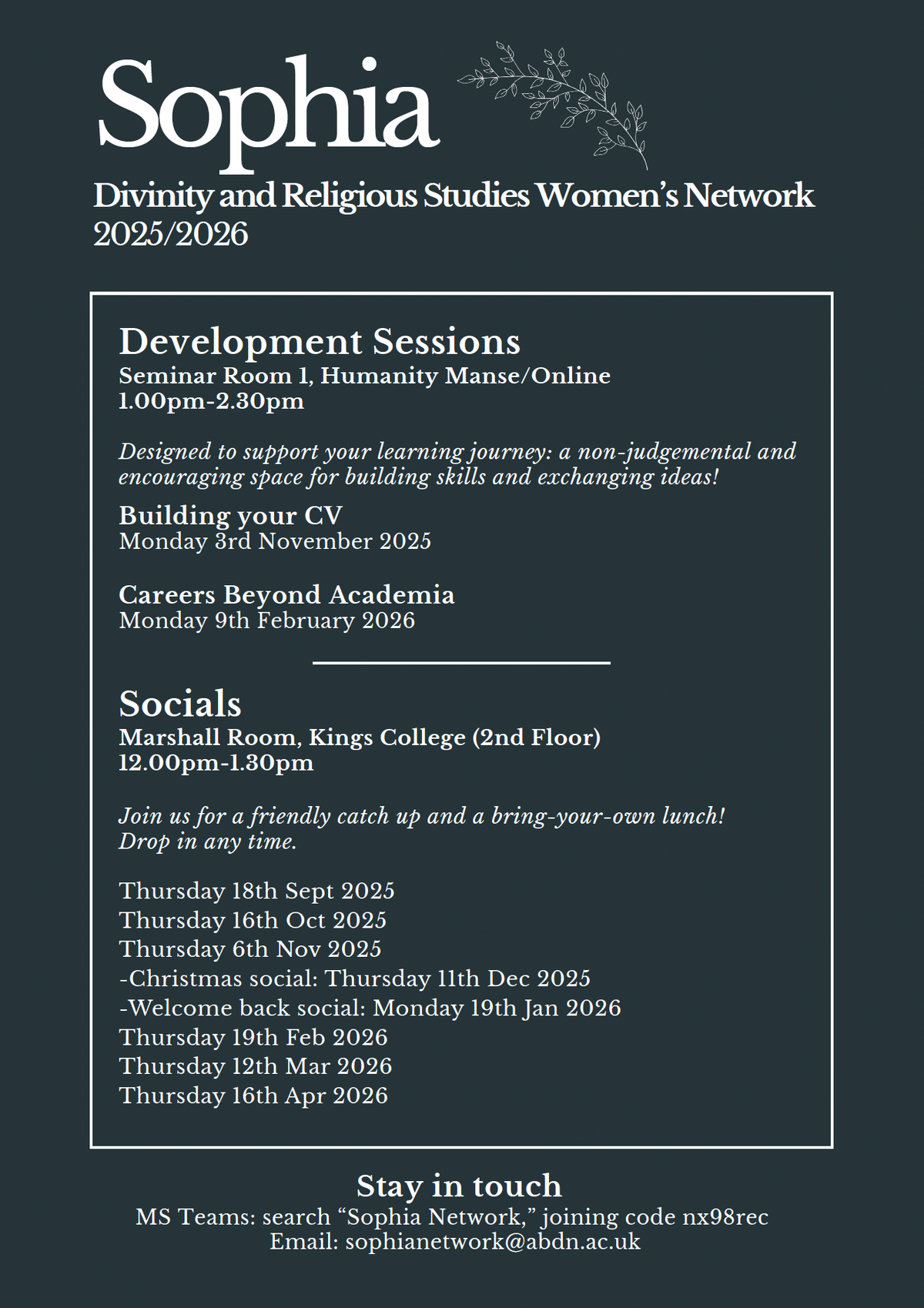 Sophia Schedule 2025–2026